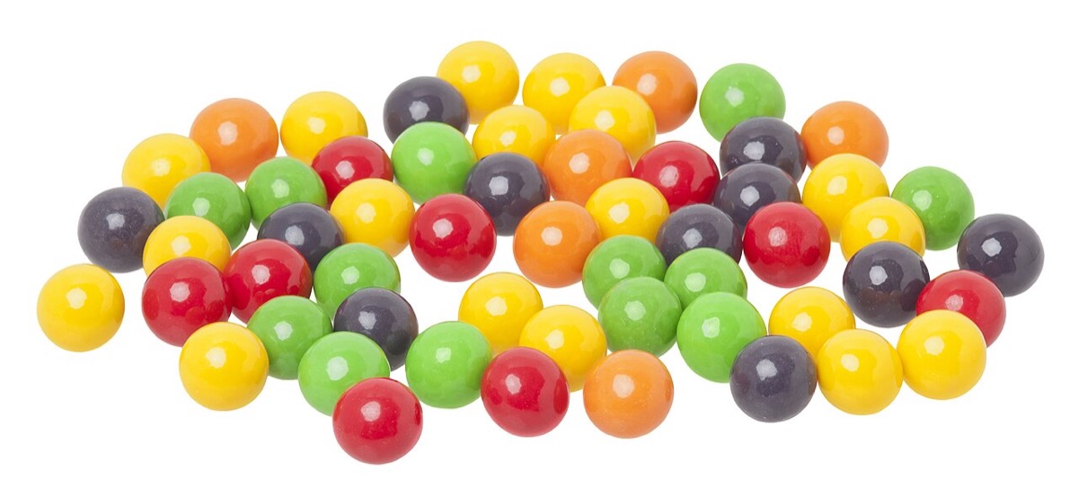 A pile of colorful Willy Wonka Everlasting Gobstoppers candies