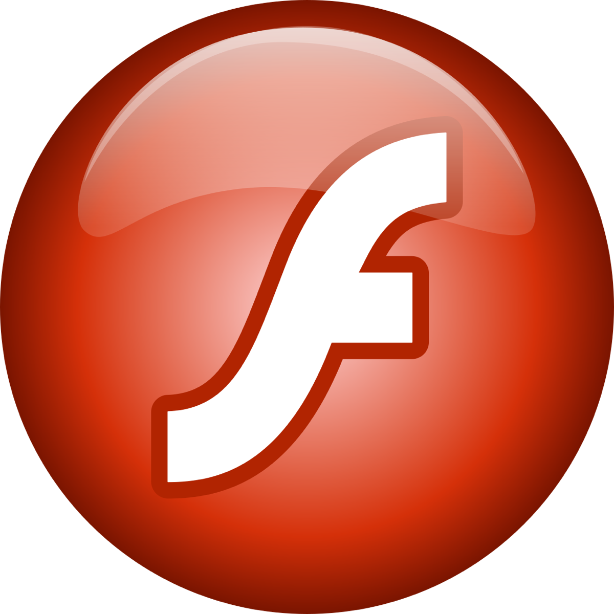 the glossy red Macromedia Flash icon — the 'install Flash Player' era