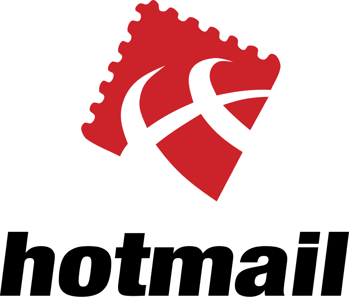 The classic Hotmail logo — the red postage-stamp mark above the lowercase hotmail wordmark