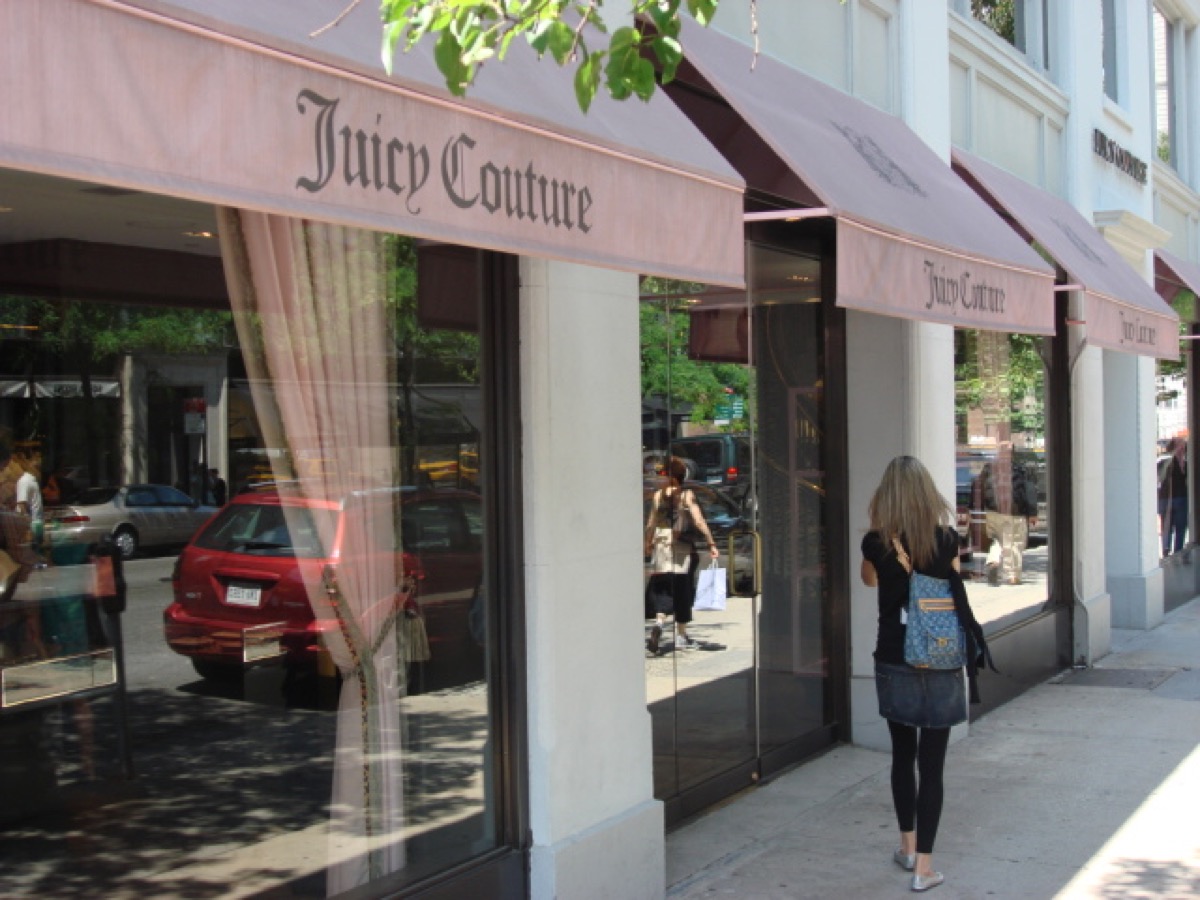 a Juicy Couture boutique with pink awnings