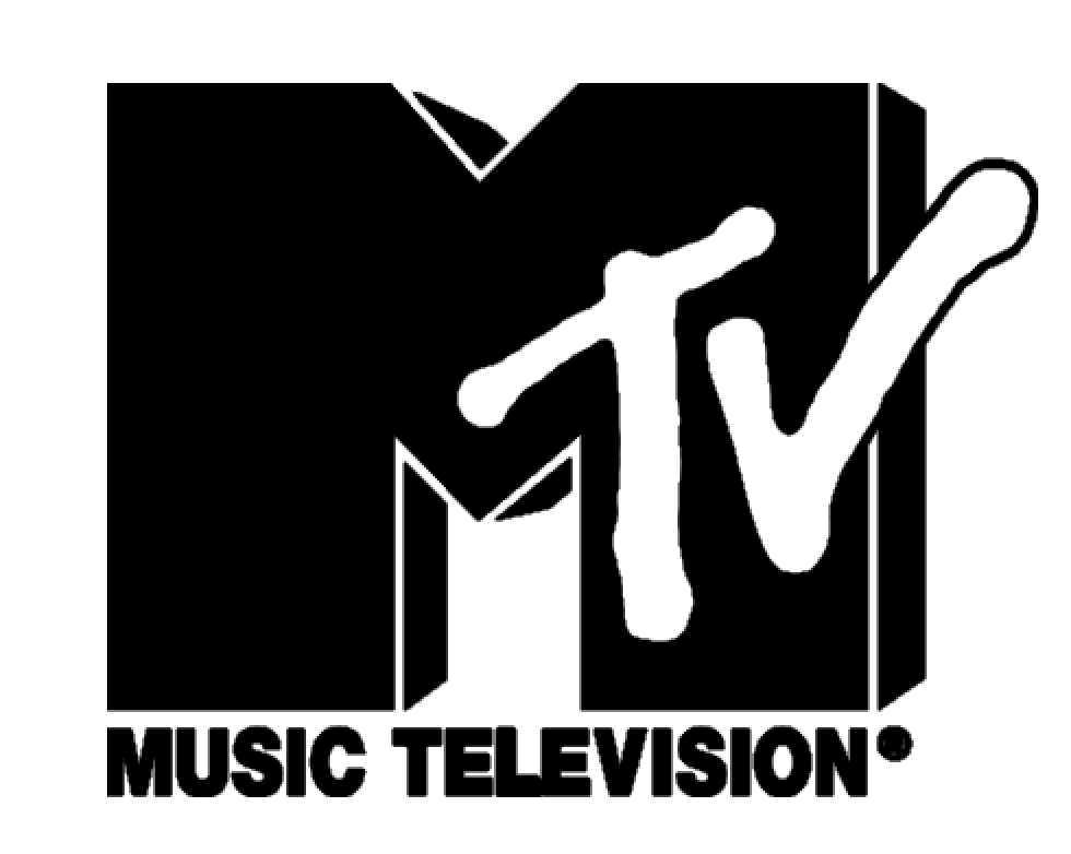 The iconic MTV logo from the 1990s era with its distinctive blocky lettering and color design