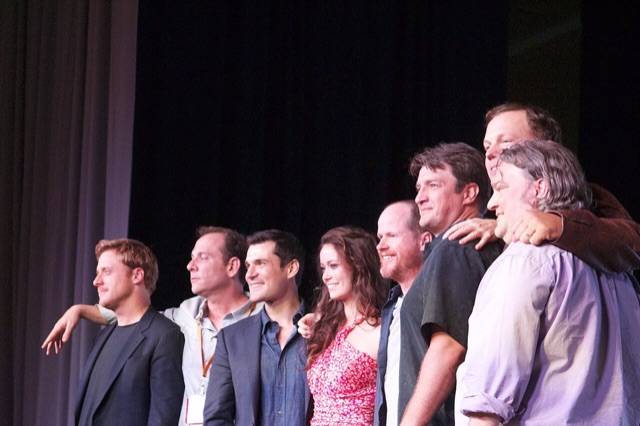 The Firefly cast and Joss Whedon at the show's tenth-anniversary panel, San Diego Comic-Con 2012