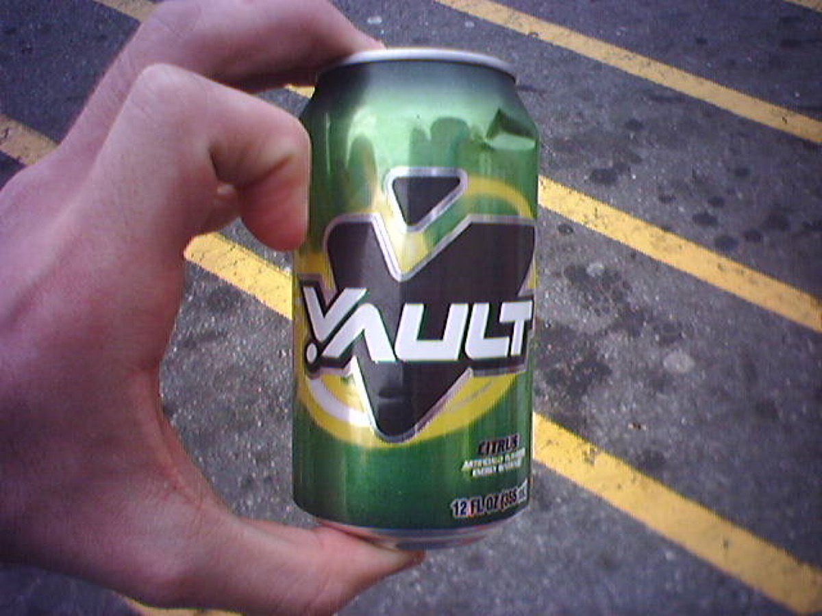 A 12-ounce can of Vault citrus soda, photographed in 2006